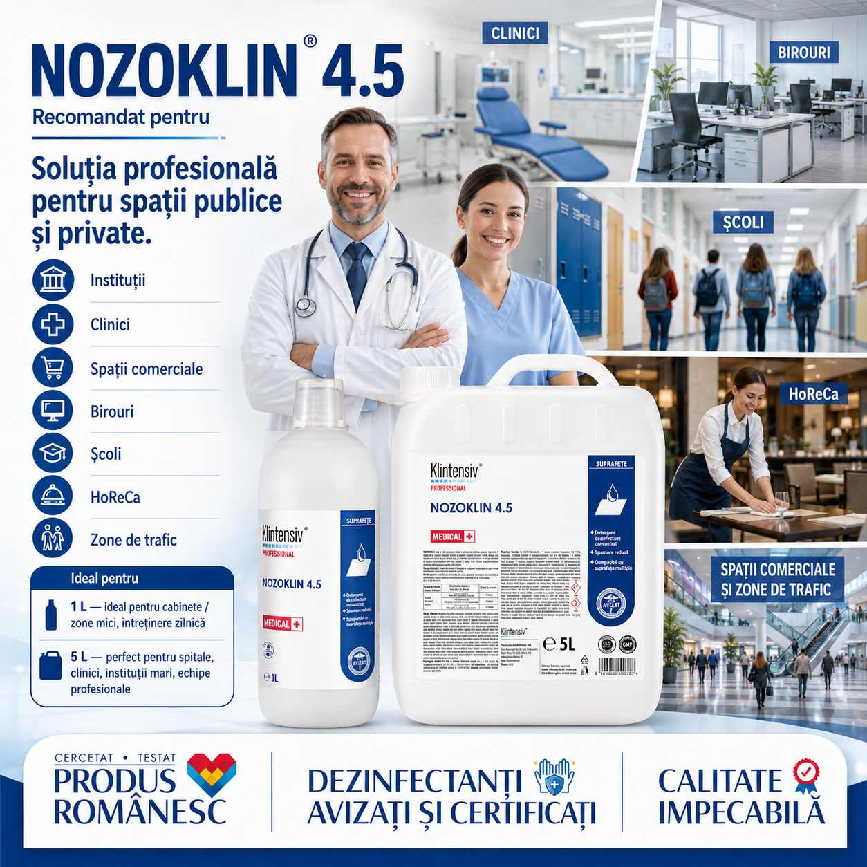 Nozoklin 4.5 compatibil plastic inox aluminiu ceramică sticlă lemn marmură linoleum