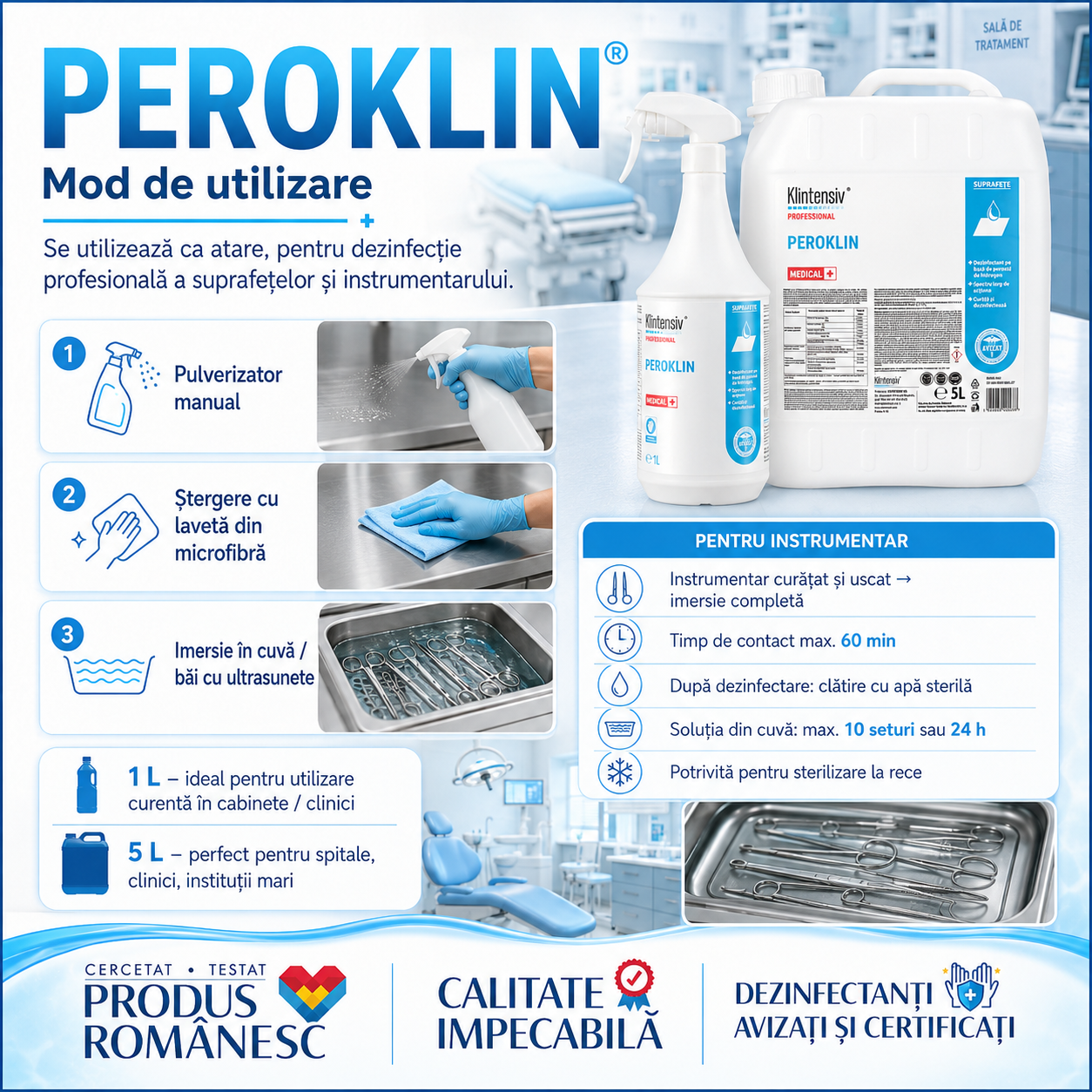 Caracteristici Peroklin pH 2,3 solubil în apă depozitare 5-25 grade