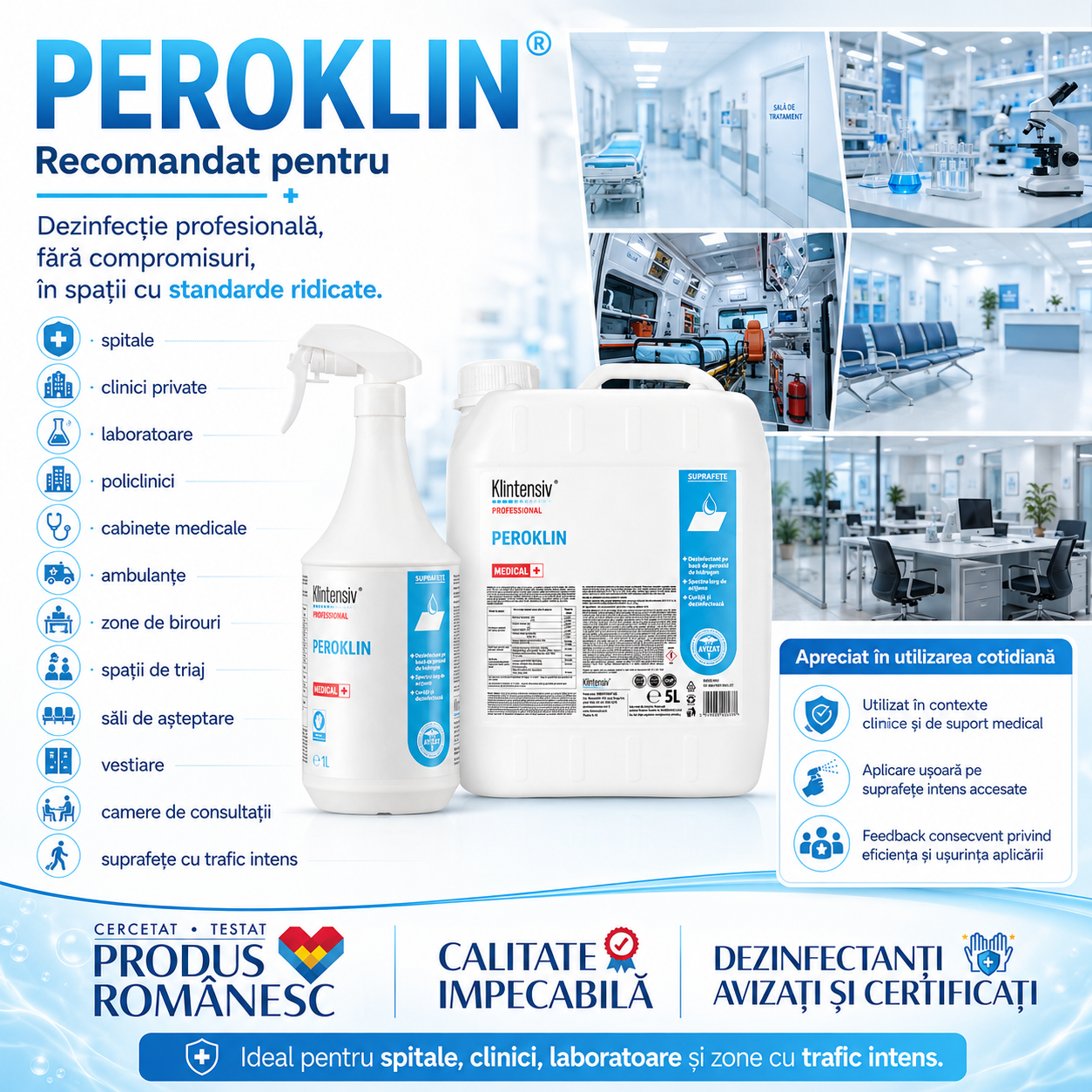 Instrucțiuni utilizare Peroklin pulverizare ștergere imersie nebulizare