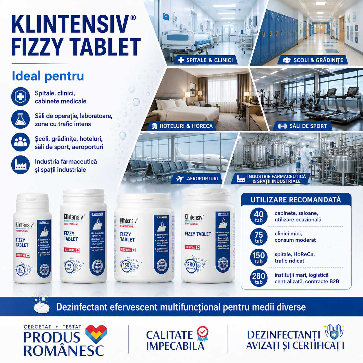 Ambalaje Klintensiv Fizzy Tablet 40 75 150 280 tablete