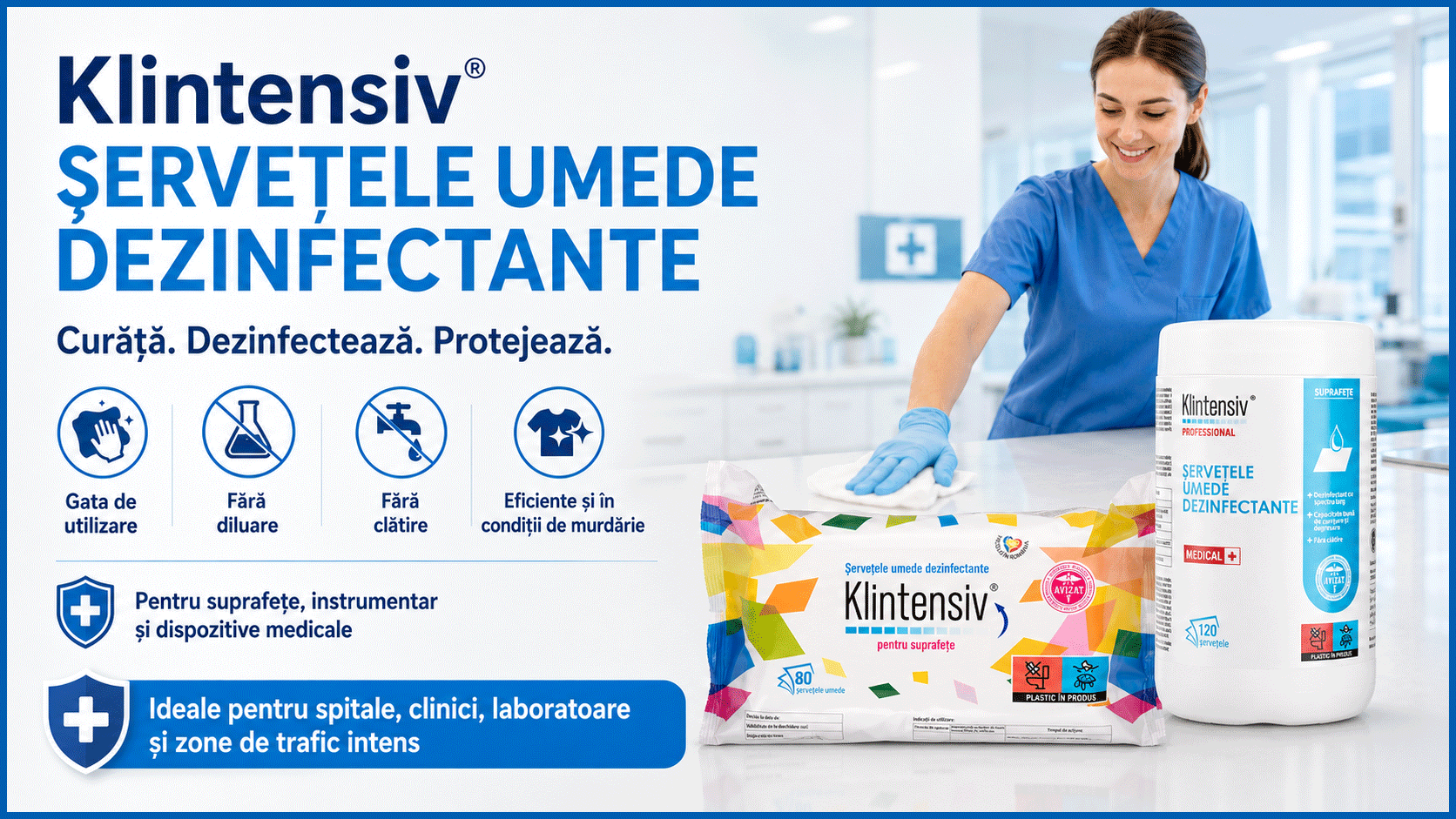 Klintensiv șervețele umede dezinfectante pentru suprafețe
