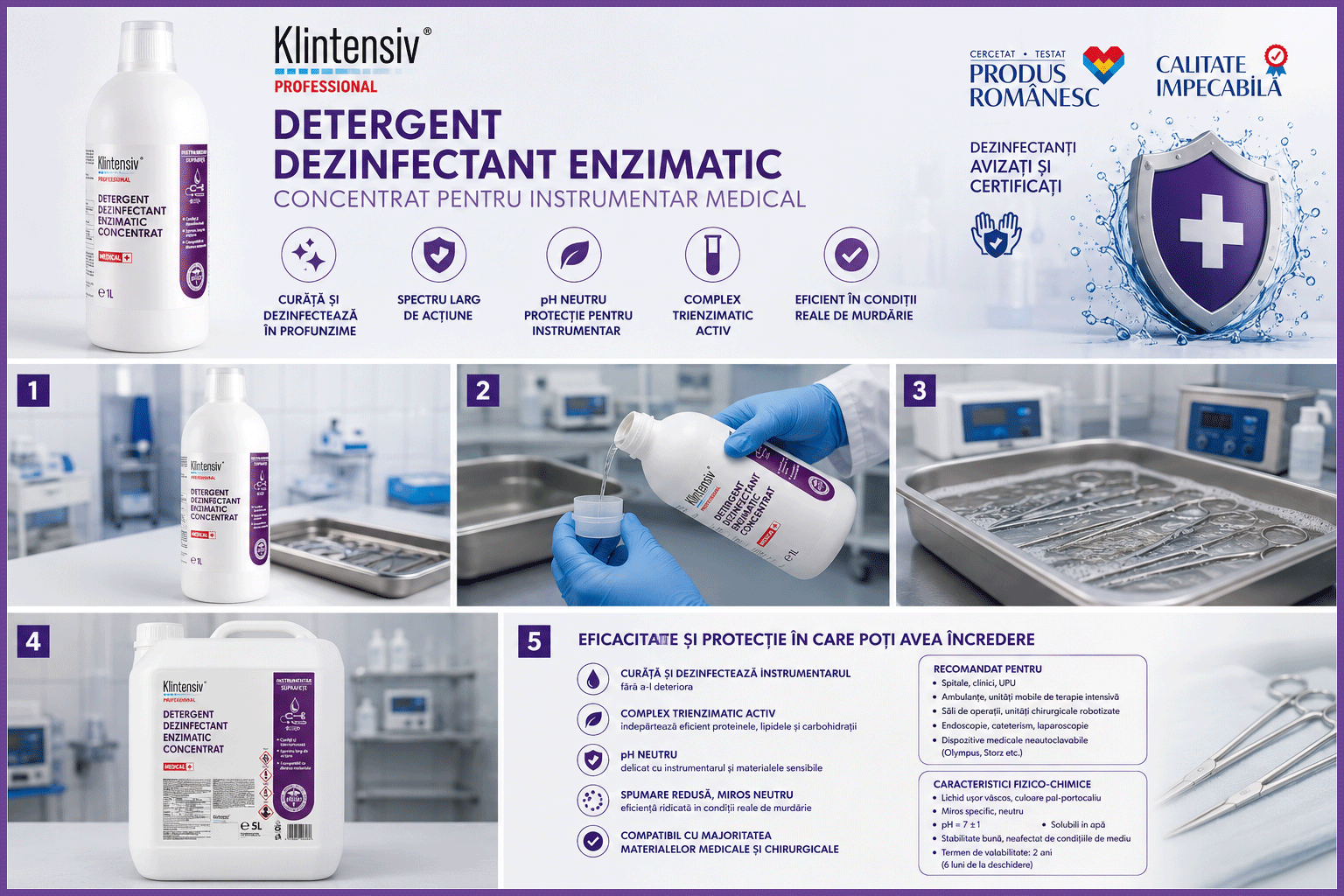 Klintensiv detergent dezinfectant enzimatic concentrat pentru instrumentar medical