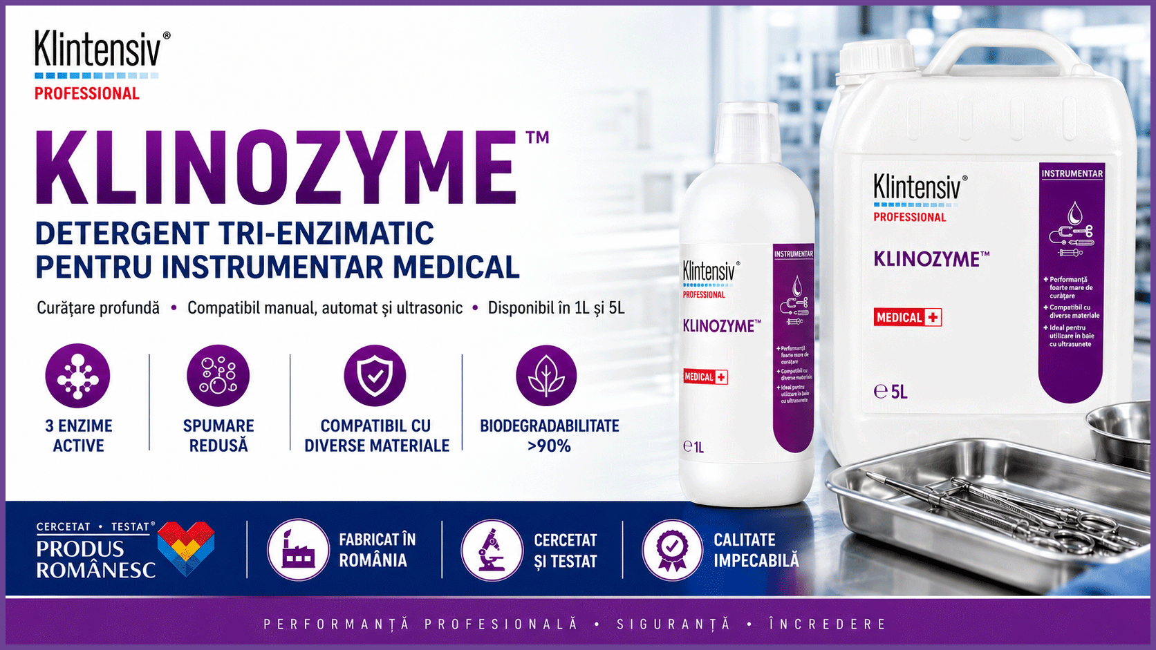 Klinozyme detergent tri-enzimatic pentru instrumentar medical