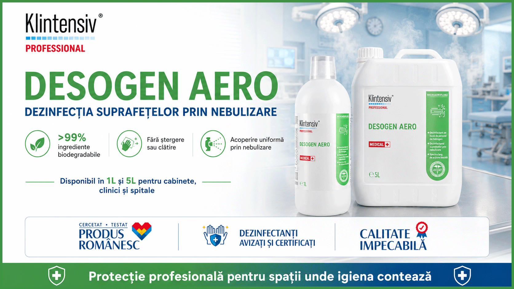 Desogen Aero dezinfectant profesional pentru suprafețe prin nebulizare