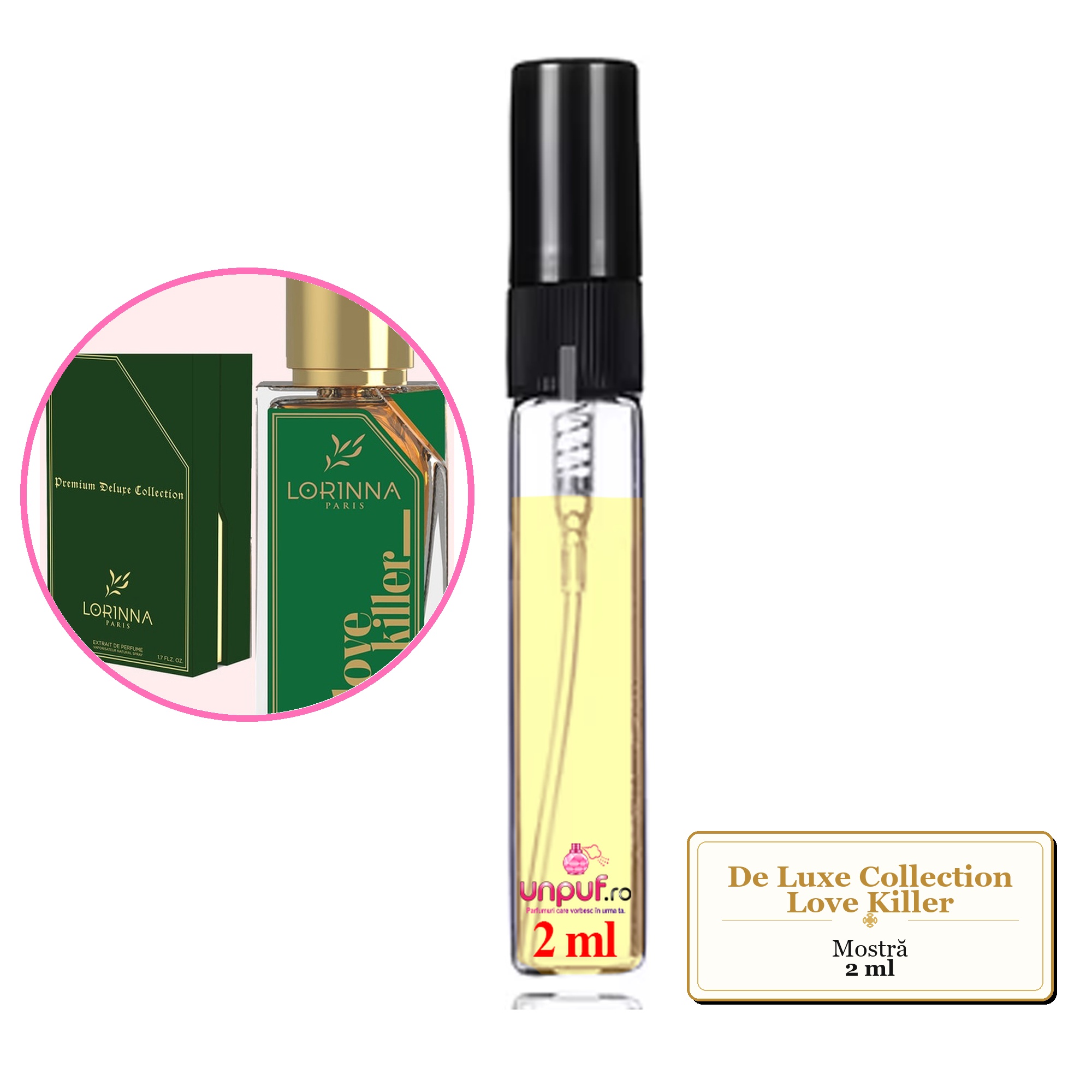 Mostra fiola din Parfumul De Luxe Collection Love Killer, decant sticla cu pulverizator
