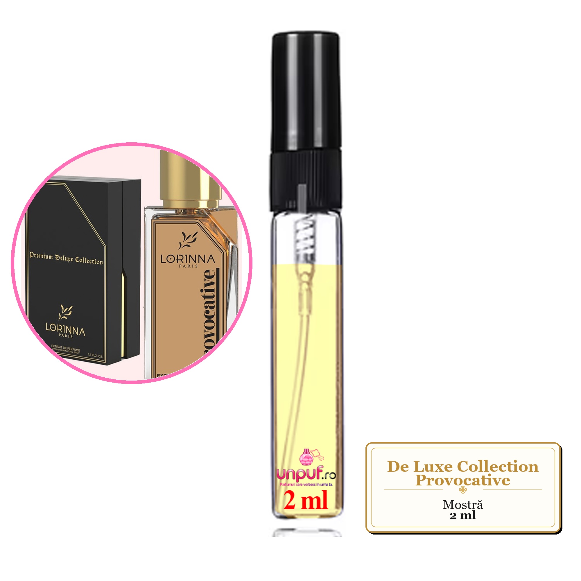 Mostra fiola din Parfumul De Luxe Collection Provocative, decant sticla cu pulverizator
