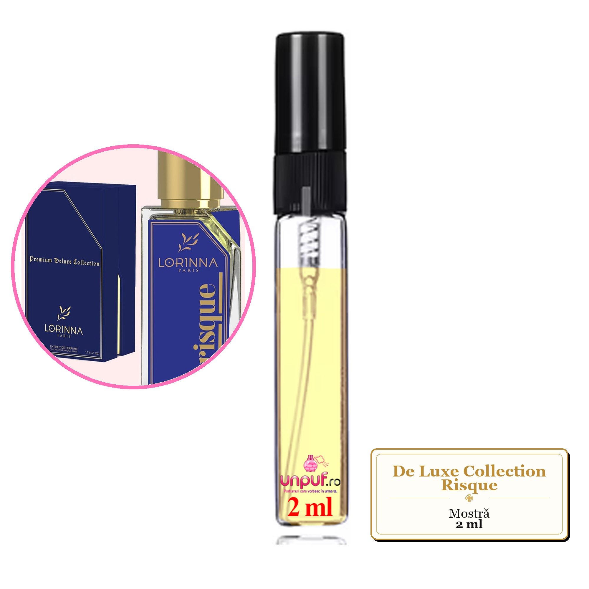 Mostra fiola din Parfumul De Luxe Collection Risque, decant sticla cu pulverizator
