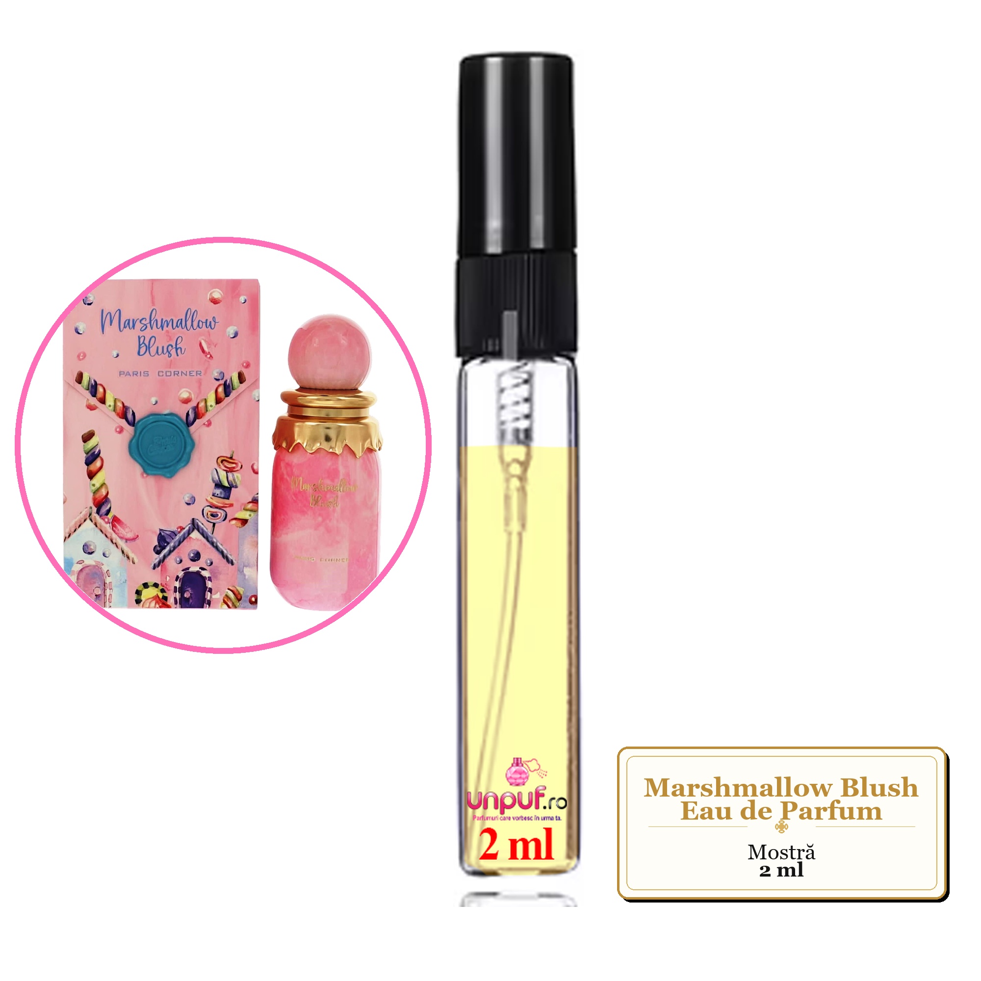 Mostra fiola din Parfumul Marshmallow Blush Eau de Parfum, decant sticla cu pulverizator