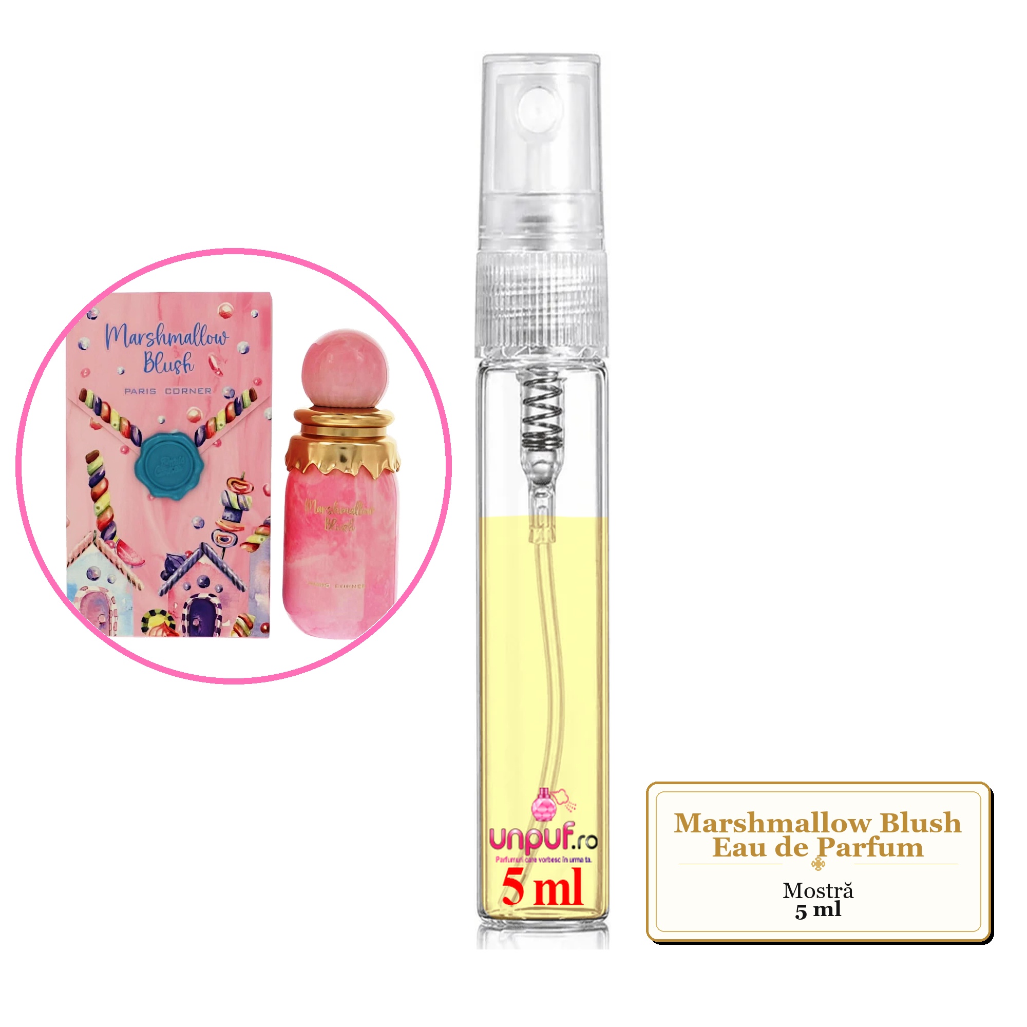 Mostra fiola din Parfumul Marshmallow Blush Eau de Parfum, decant sticla cu pulverizator