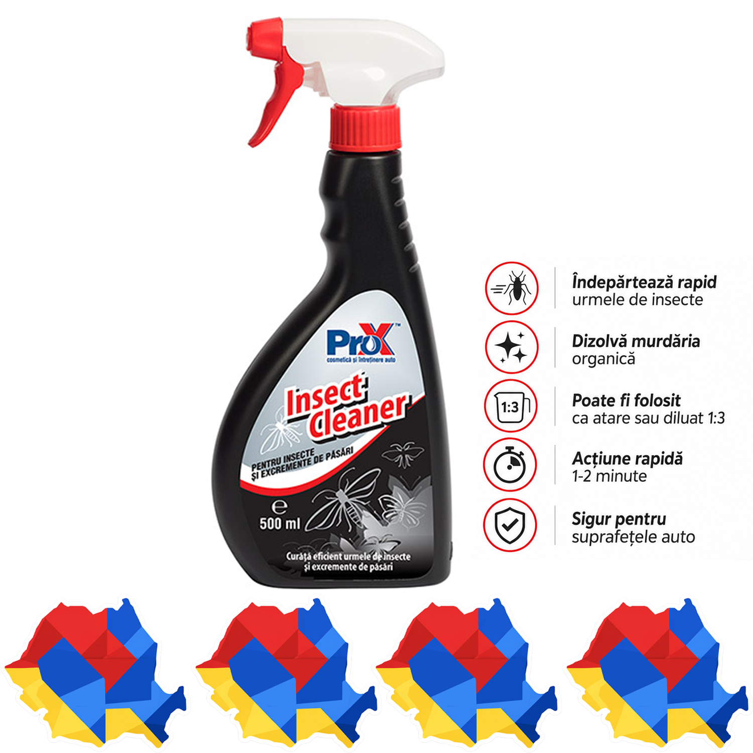 PRO X Insect Cleaner curăță urmele de insecte de pe automobil