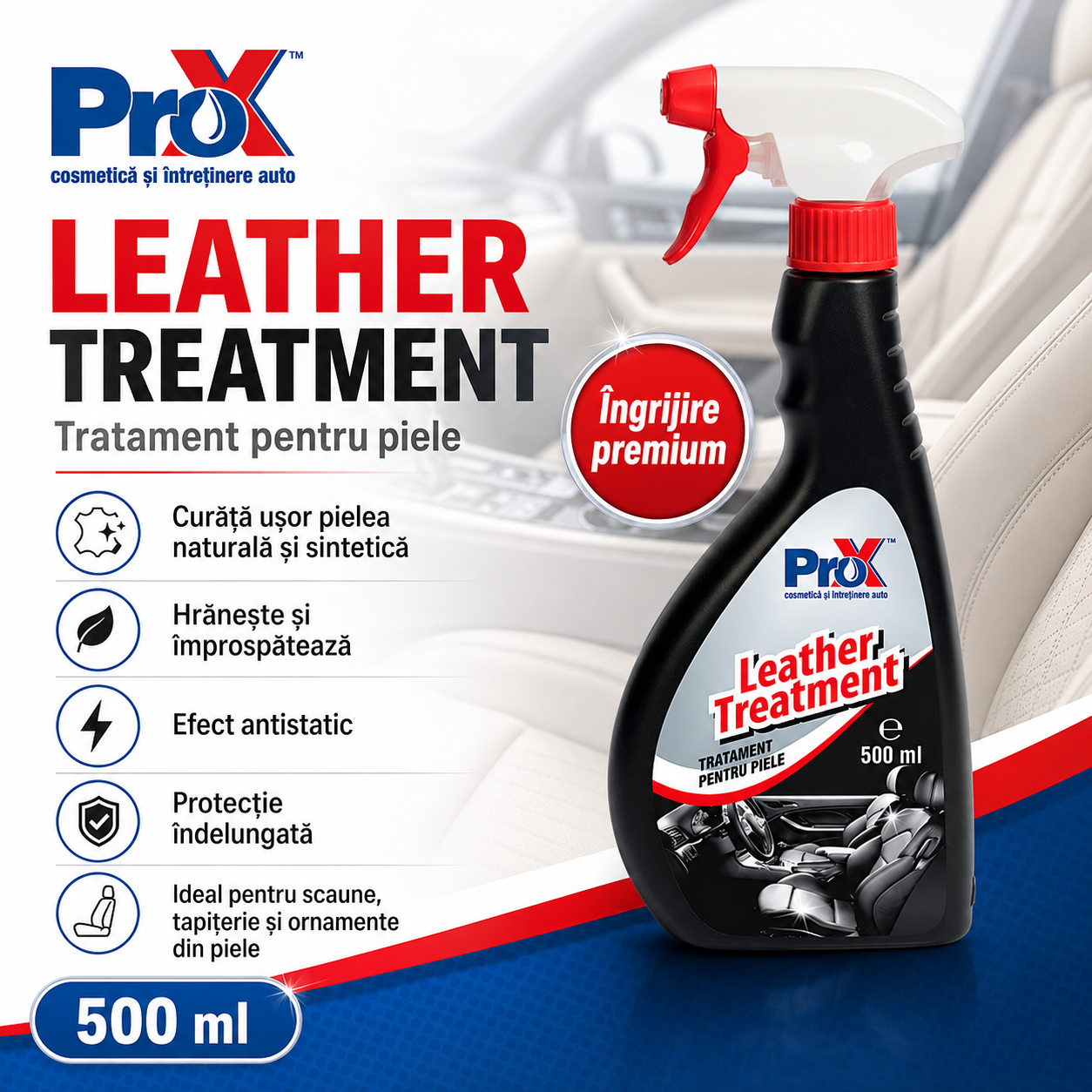 Tratament piele auto PRO X Leather Treatment pentru scaune și tapițerie