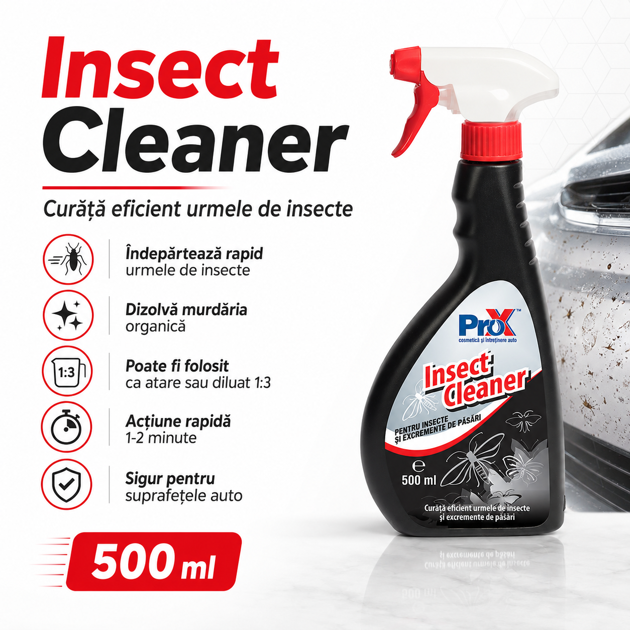 Insect Cleaner PRO X pentru caroserie parbriz faruri și oglinzi