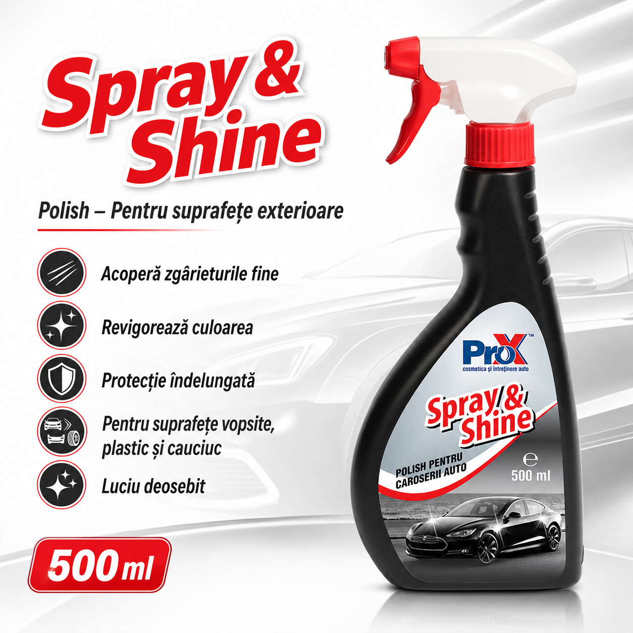 Spray & Shine polish pentru caroserie auto luciu și protecție