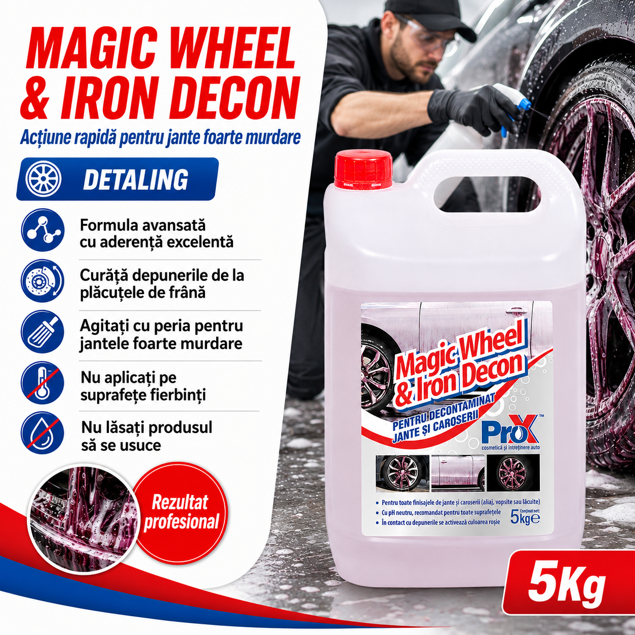 Magic Wheel & Iron Decon curățare jante vopsite lăcuite cromate aliaje ușoare