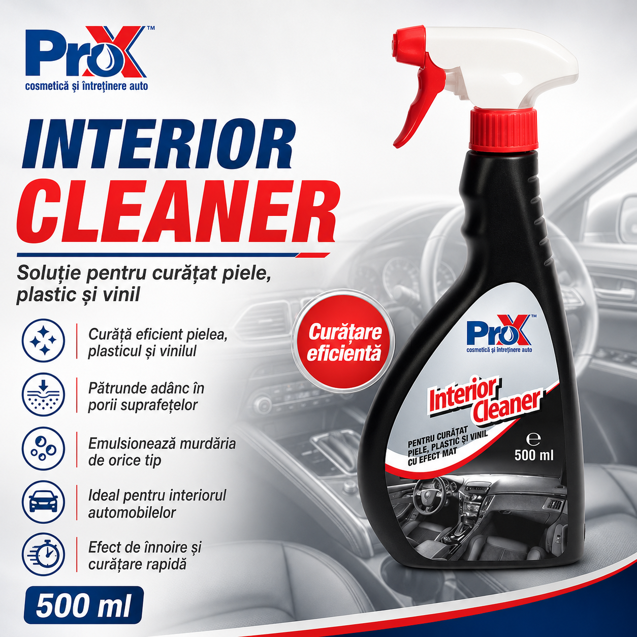 Interior Cleaner PRO X pentru piele plastic vinil bord și habitaclu