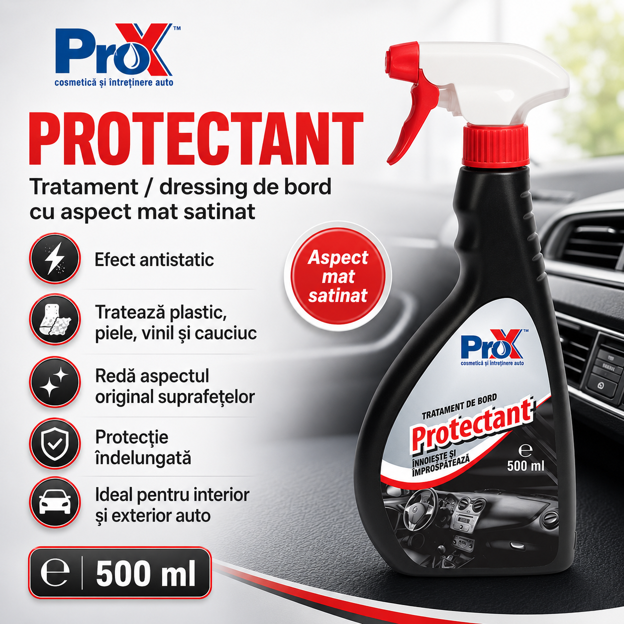 PRO X Protectant pentru plastic piele vinil și cauciuc auto