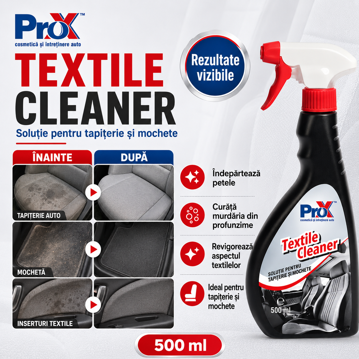Beneficii PRO X Textile Cleaner curățare pete textile