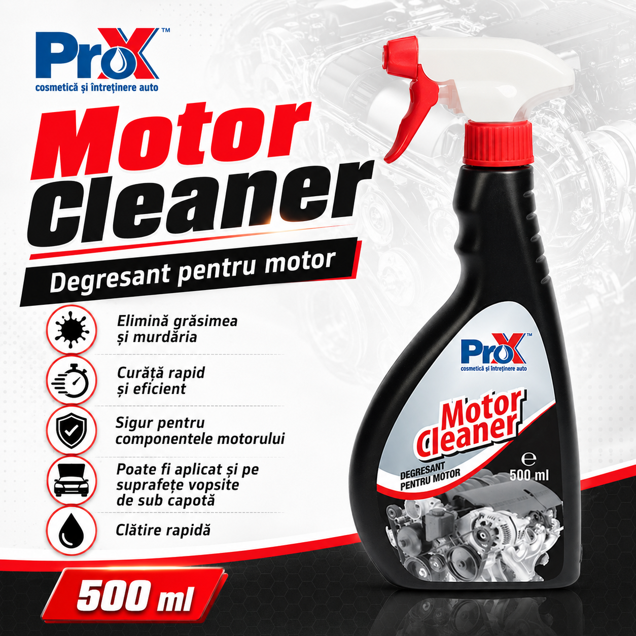 Beneficii PRO X Motor Cleaner curățare grăsime ulei și murdărie