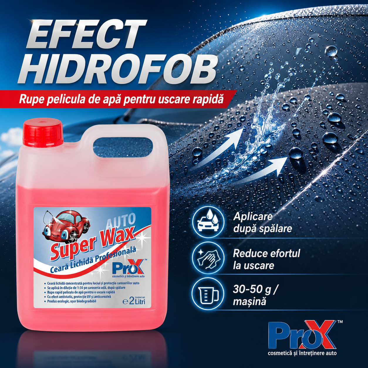 Beneficii PRO X Super Wax luciu protecție antistatică și anticorozivă