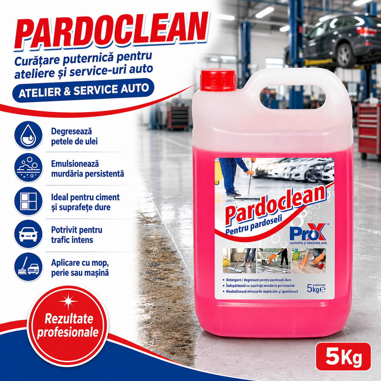 Beneficii Pardoclean detergent degresant concentrat spumare redusă