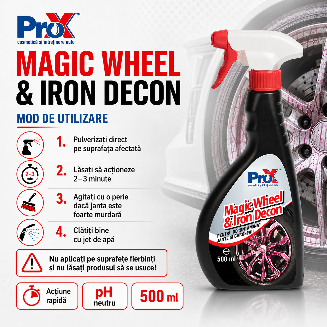 Beneficii Magic Wheel & Iron Decon pH neutru indicator activ roșu