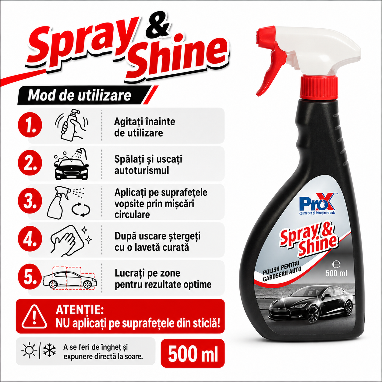 PRO X Spray & Shine pentru suprafețe exterioare vopsite auto
