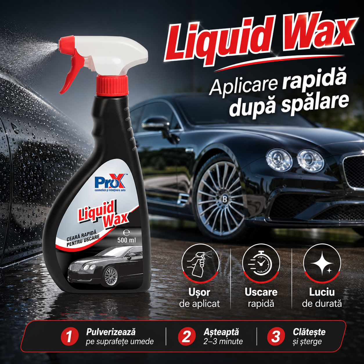 PRO X Liquid Wax pentru protecție și luciu caroserie auto