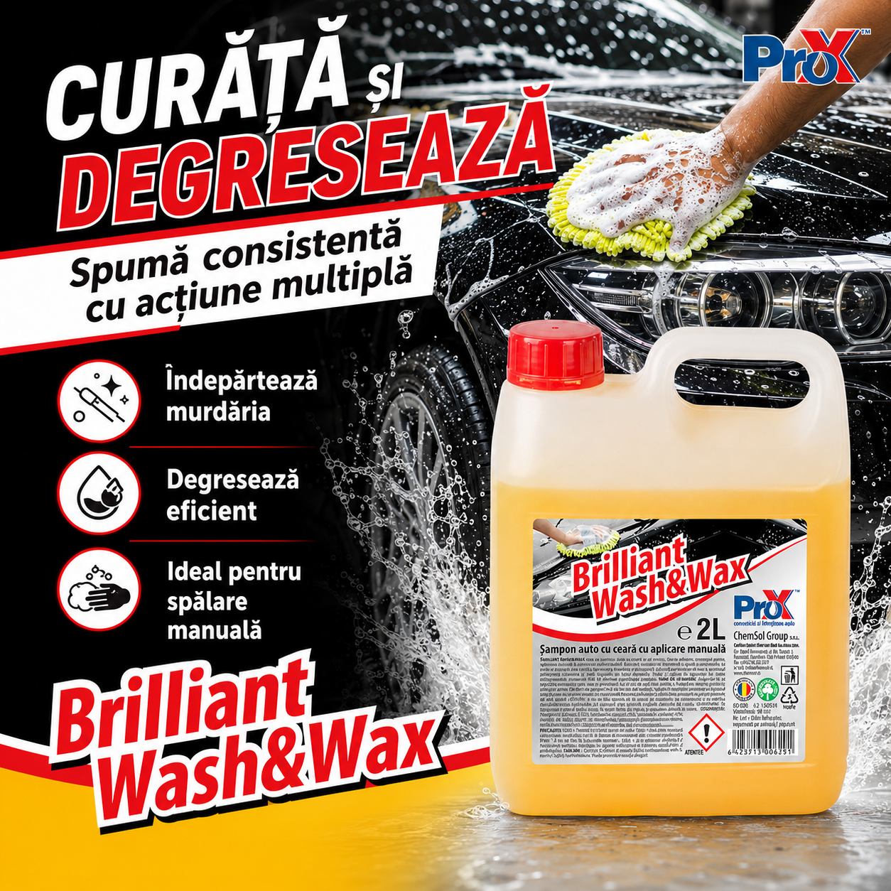 PRO X Brilliant Wash&Wax pentru spălare manuală auto