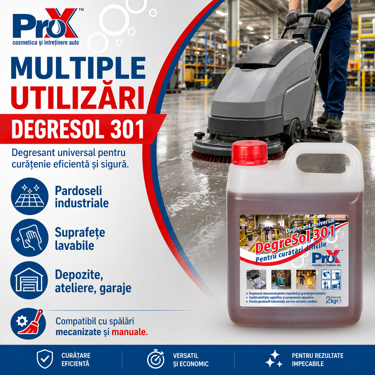 PRO X Degresol 301 pentru utilaje motoare piese mecanice și pardoseli