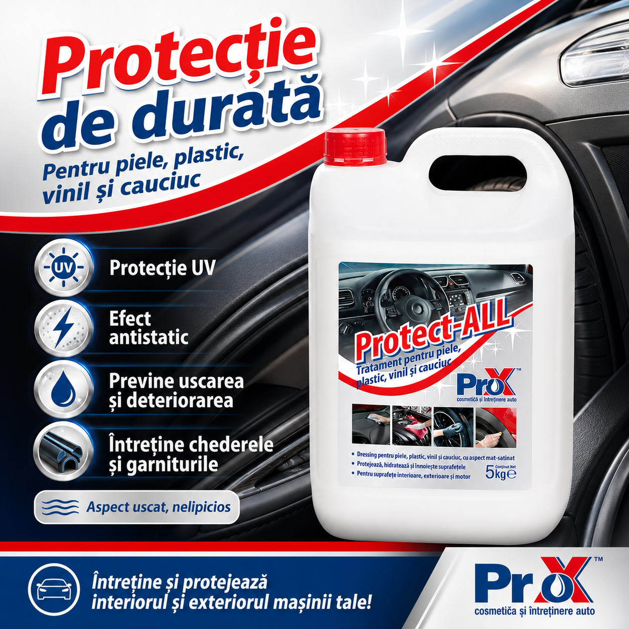 PRO X Protect-ALL pentru bord plastice piele vinil cauciuc și chedere auto