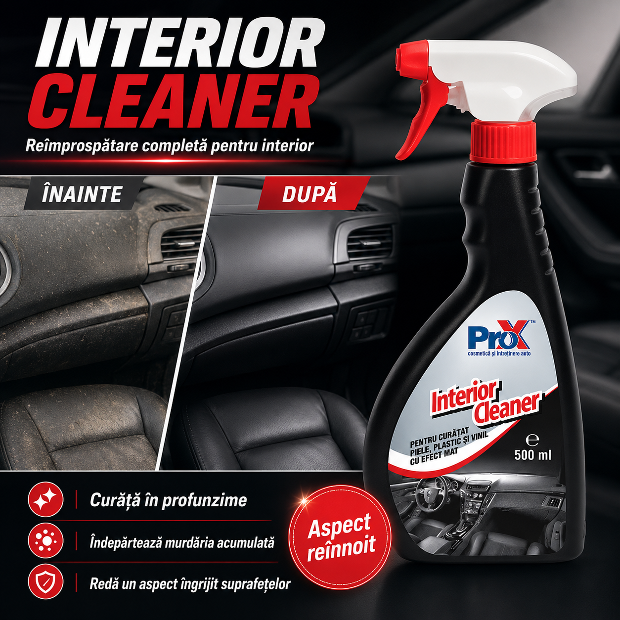 PRO X Interior Cleaner pentru bord fețe de uși piele plastic și vinil