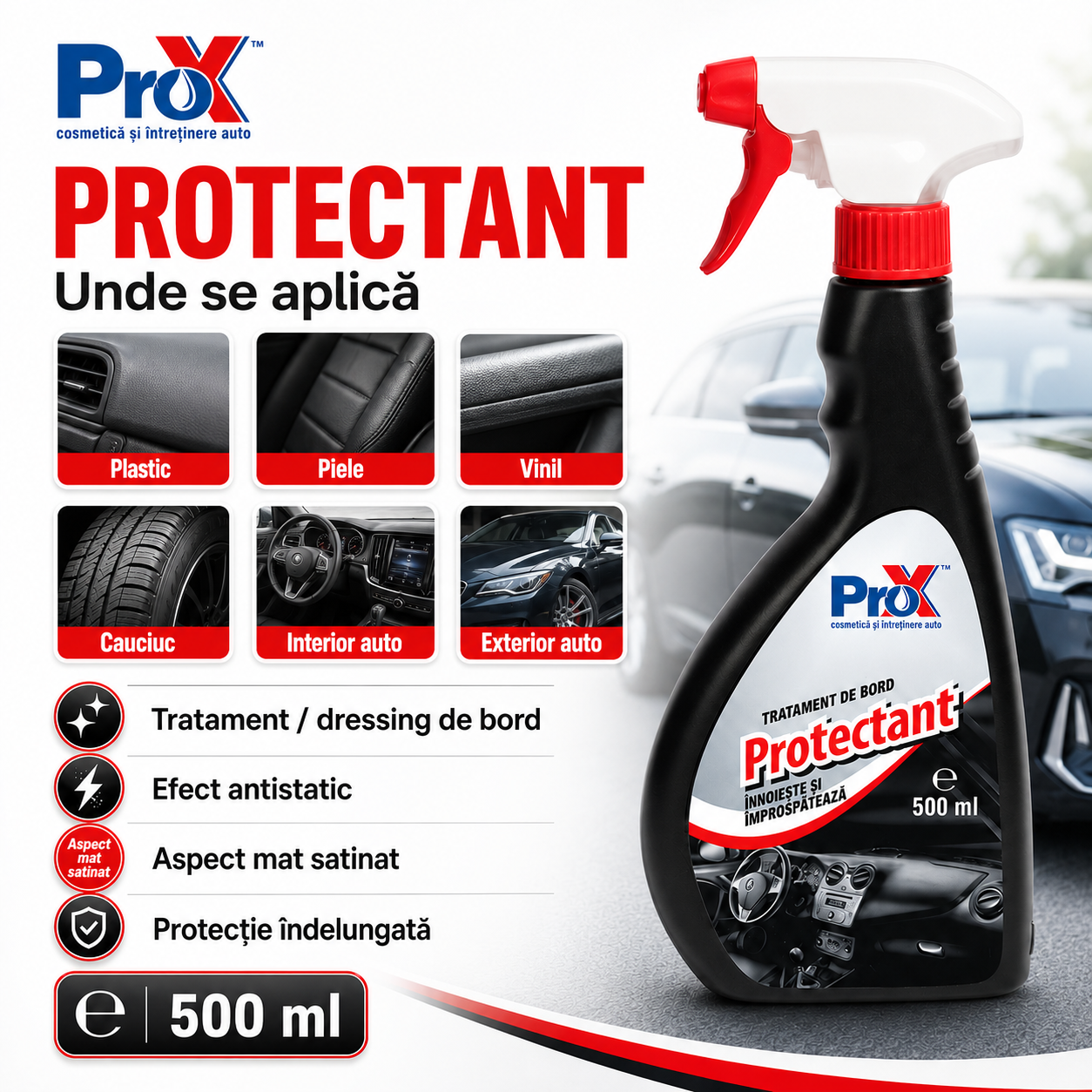 PRO X Protectant pentru bord fețe de uși plastic vinil piele cauciuc