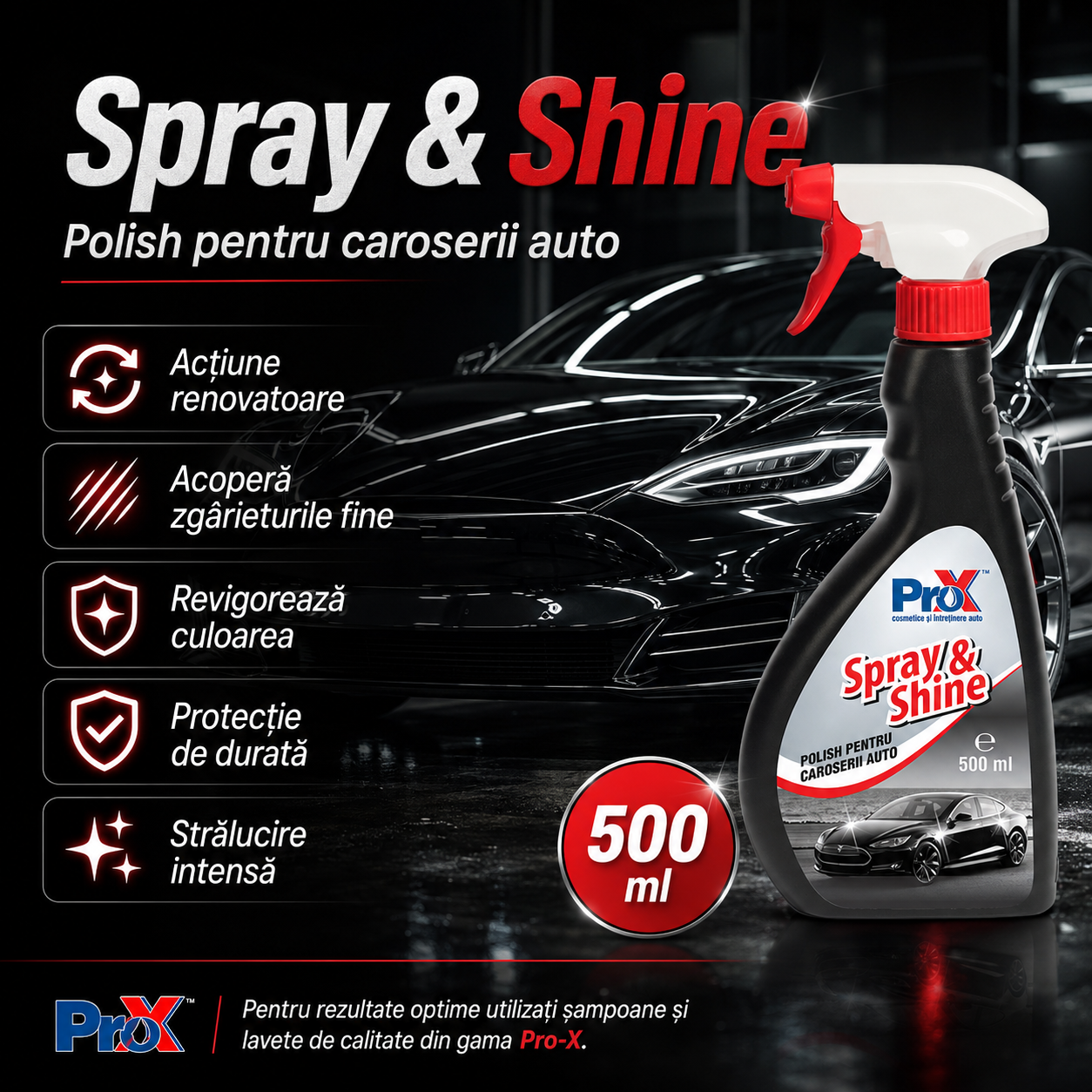 PRO X Spray & Shine recomandări polish auto exterior