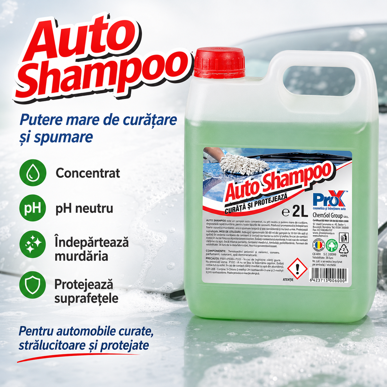 PRO X Auto Shampoo recomandări utilizare șampon auto concentrat