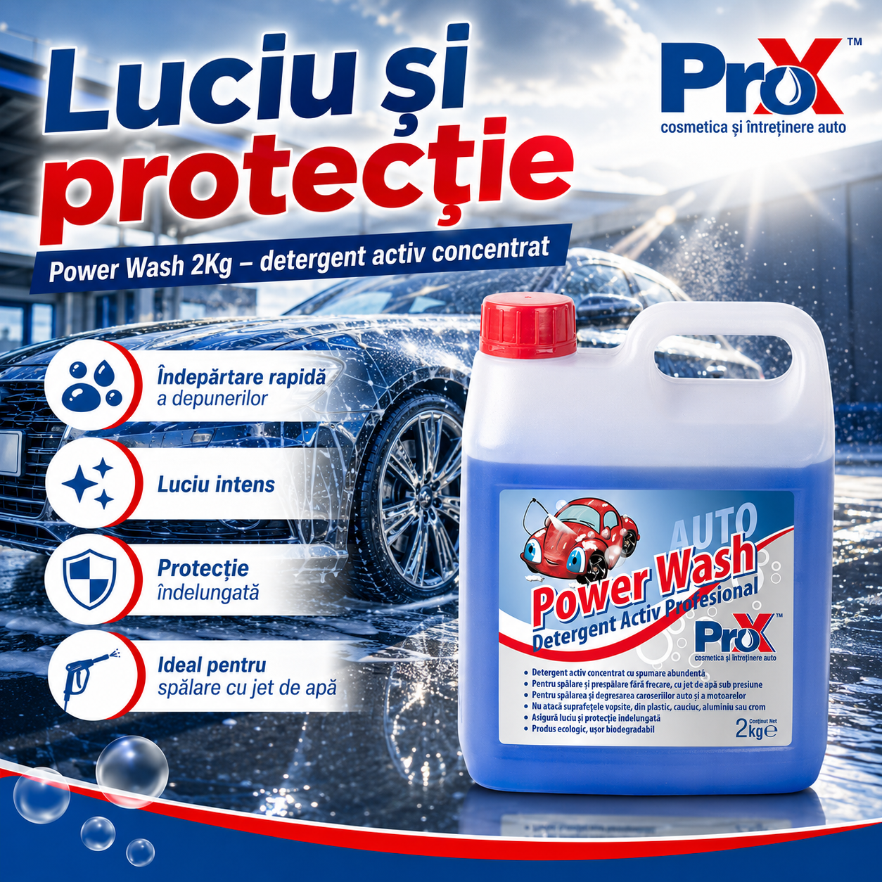 PRO X Power Wash 2 kg recomandări detergent activ concentrat auto