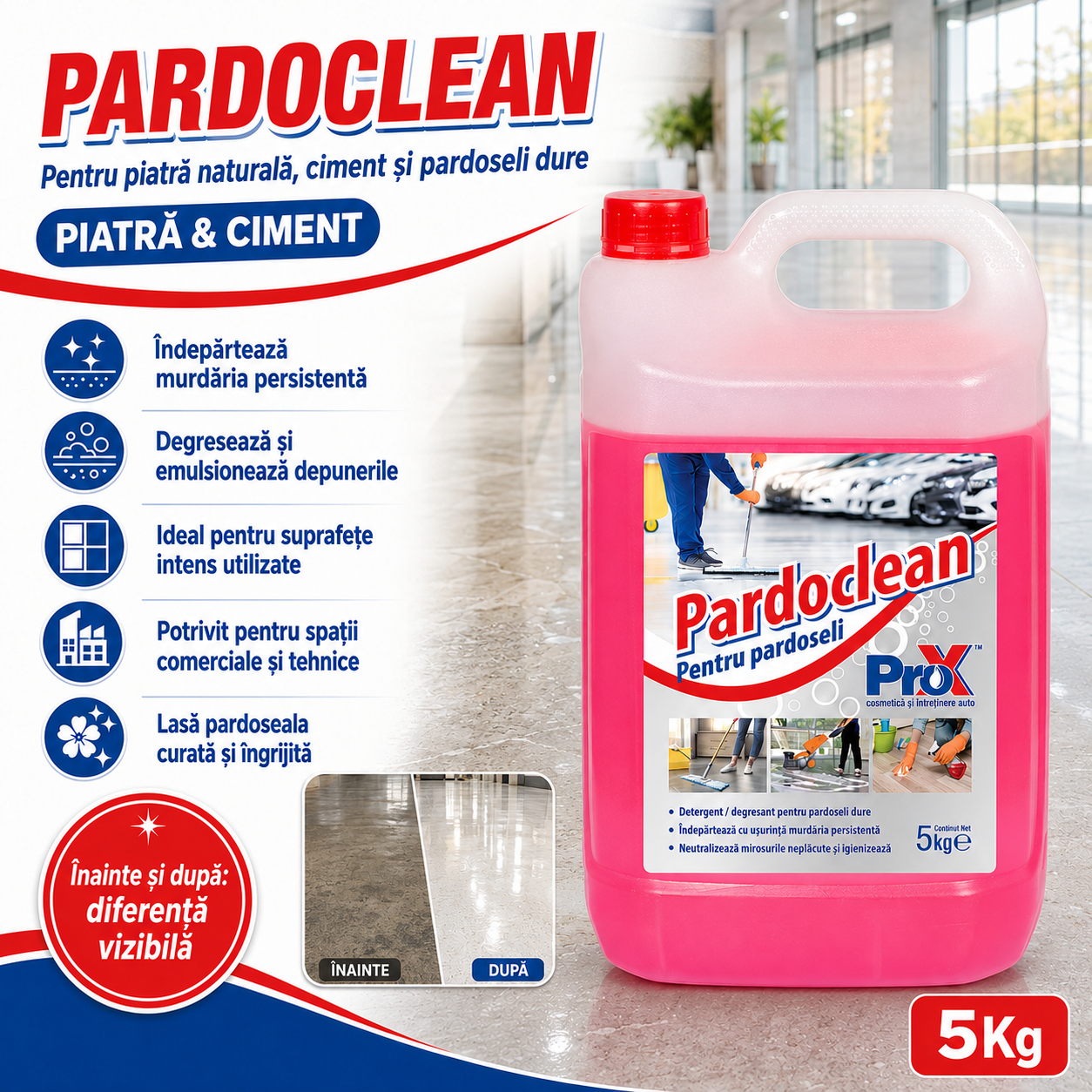Instrucțiuni utilizare Pardoclean diluare curățare pardoseli dure