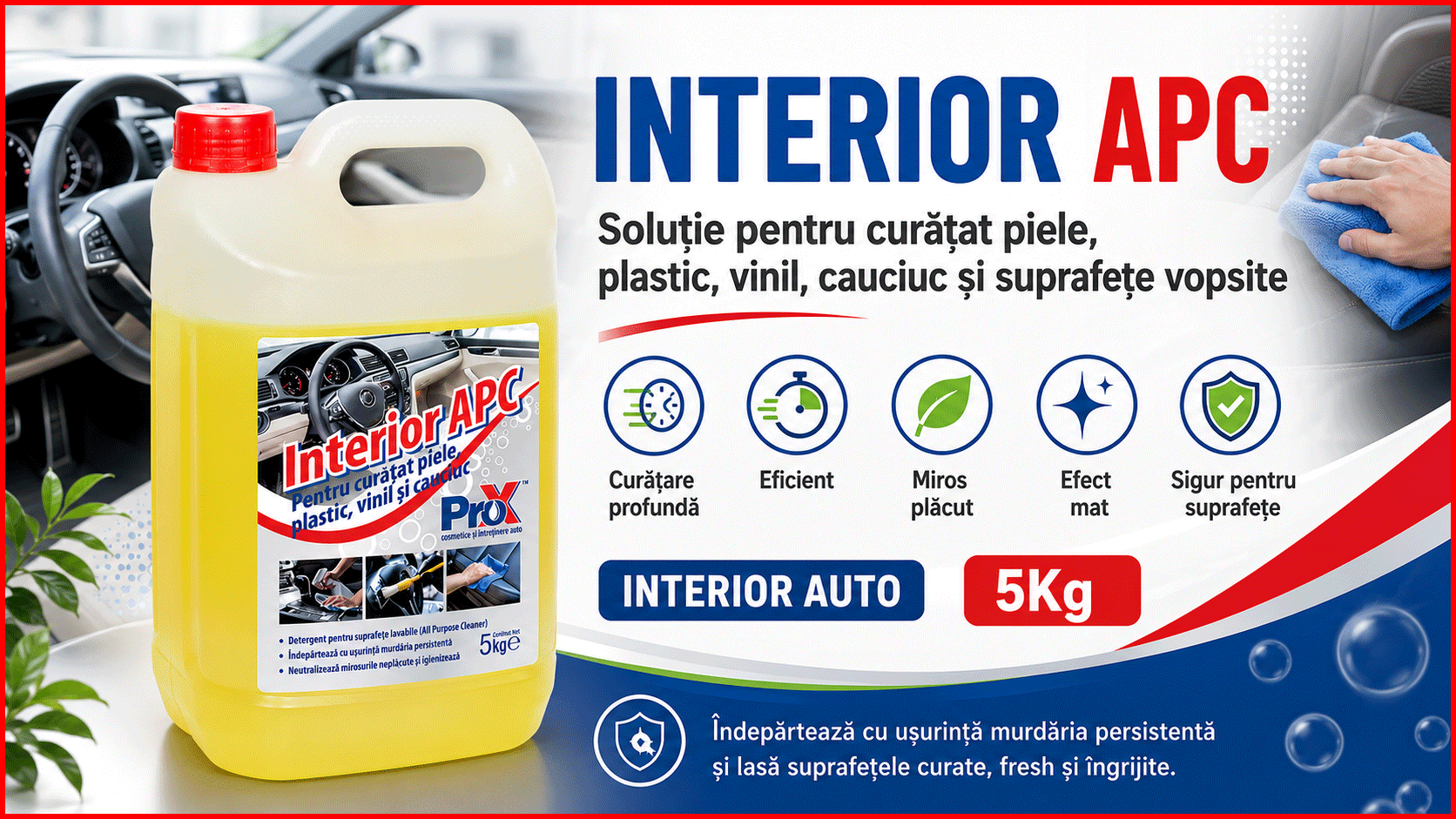 Interior APC soluție concentrată pentru curățat piele plastic vinil cauciuc și suprafețe vopsite