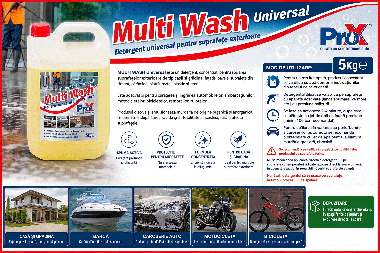 Multi Wash Universal 5 kg detergent universal concentrat pentru suprafețe exterioare