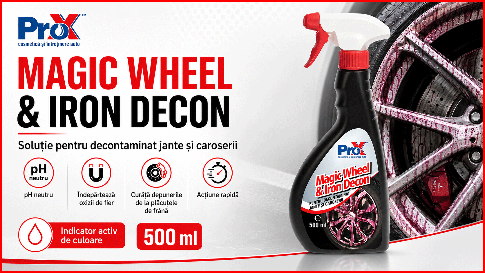 PRO X Magic Wheel & Iron Decon soluție pentru decontaminat jante și caroserii