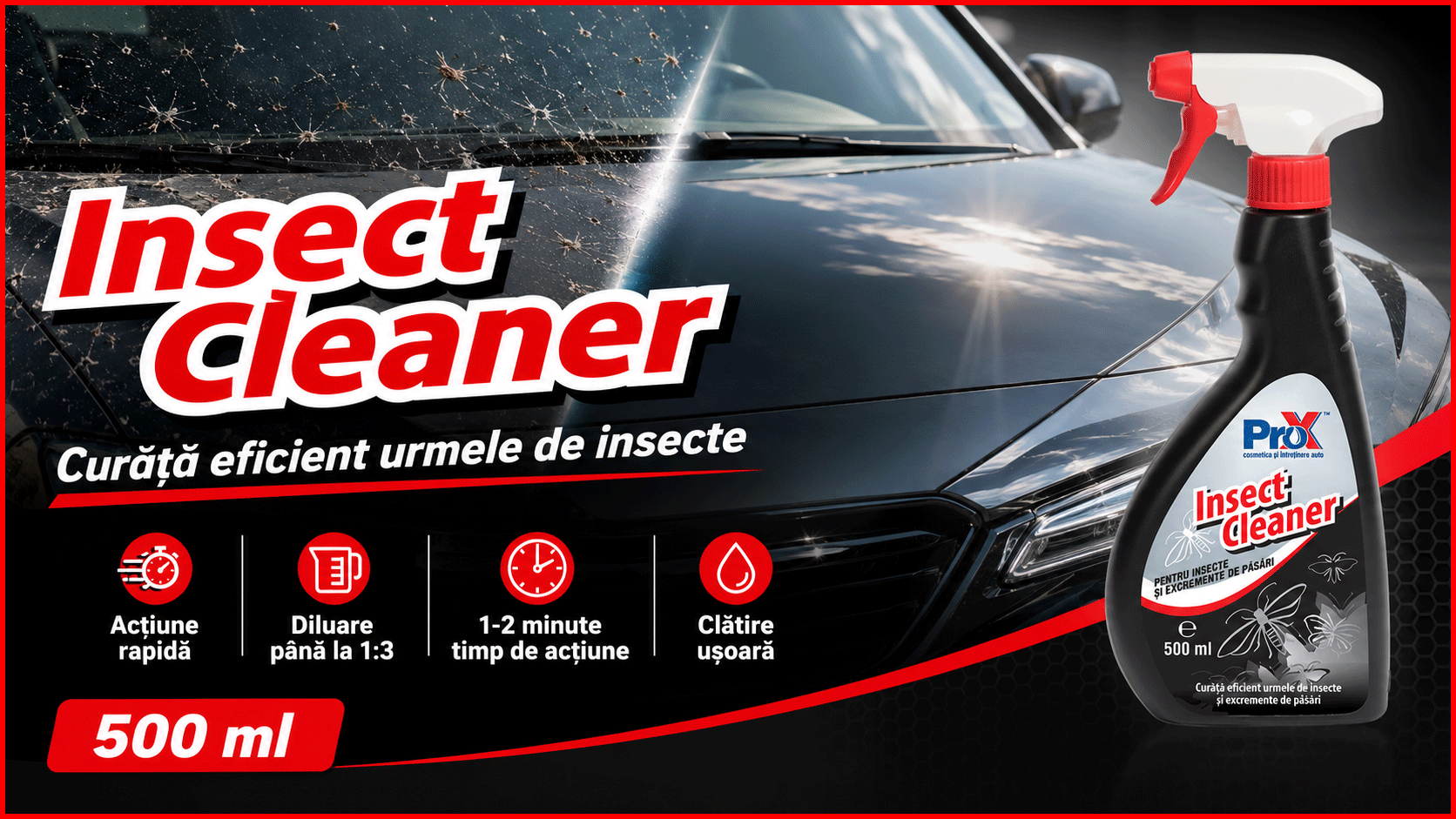 PRO X Insect Cleaner soluție pentru curățat urme de insecte auto