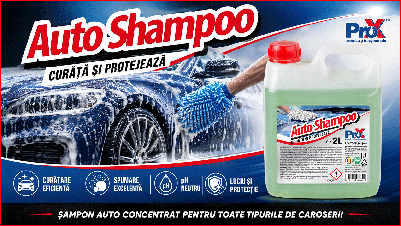 PRO X Auto Shampoo șampon auto concentrat cu pH neutru