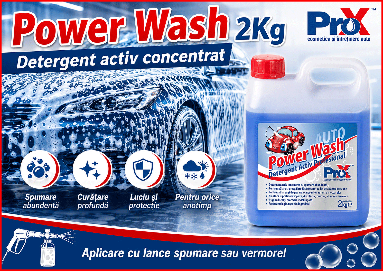 PRO X Power Wash 2 kg detergent activ concentrat pentru spălare auto