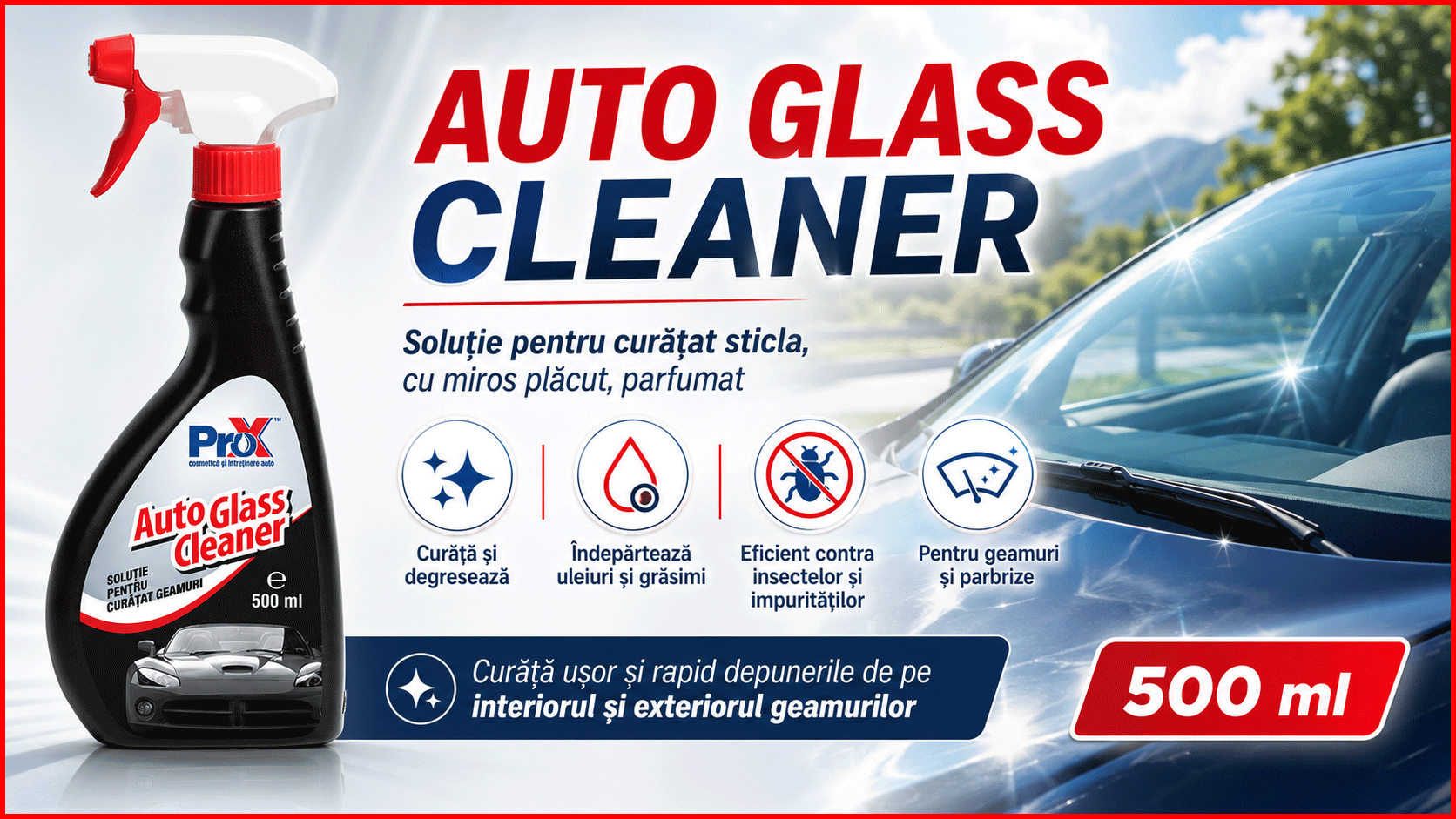 PRO X Auto Glass Cleaner soluție pentru curățat sticla auto