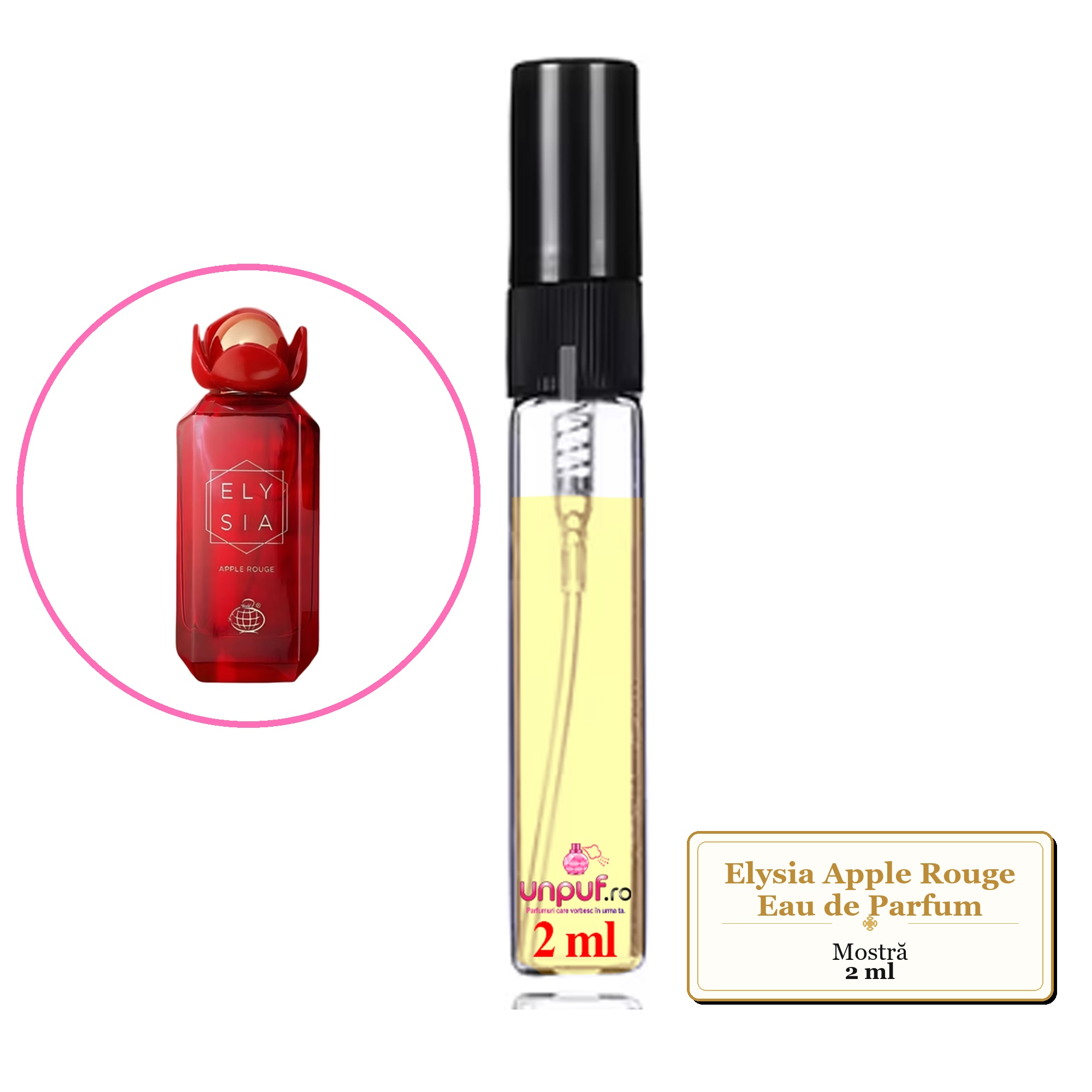 Mostra fiola din Parfumul Elysia Apple Rouge Eau de Parfum, decant sticla cu pulverizator