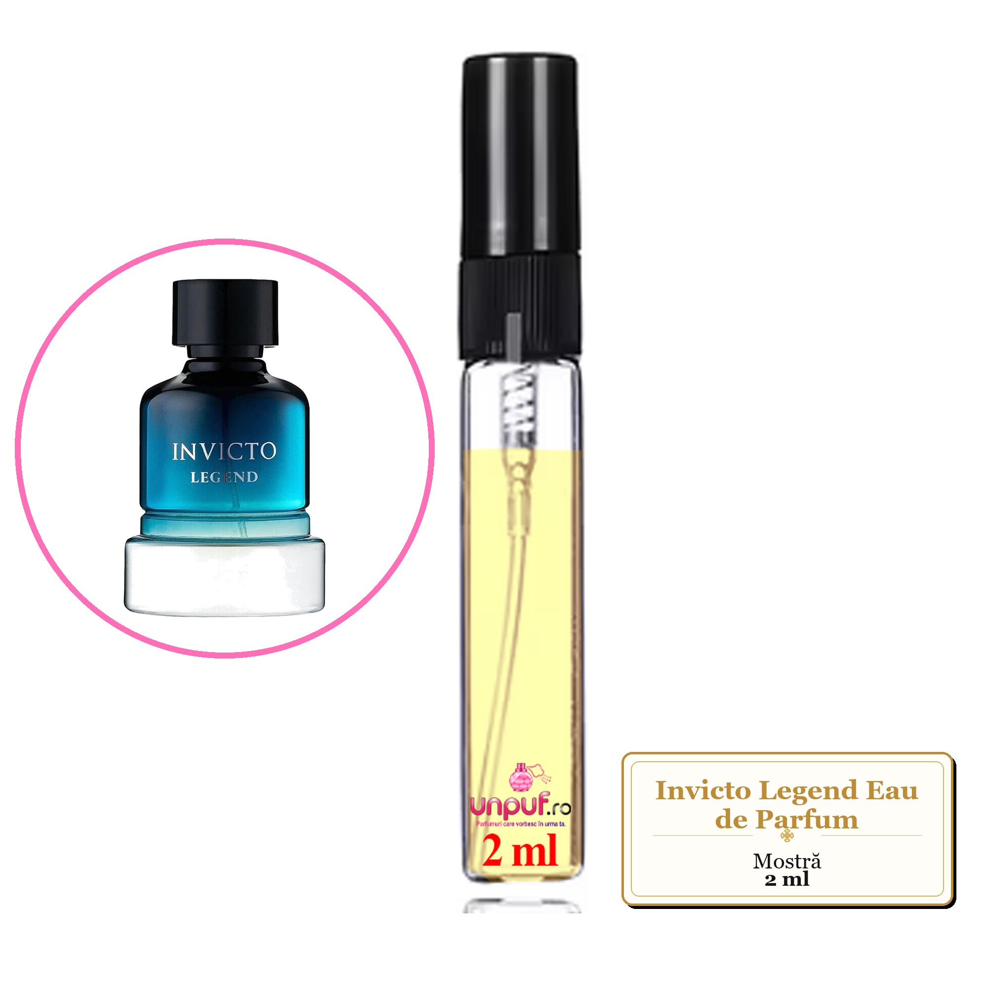 Mostra fiola din Parfumul Invicto Legend Eau de Parfum, decant sticla cu pulverizator