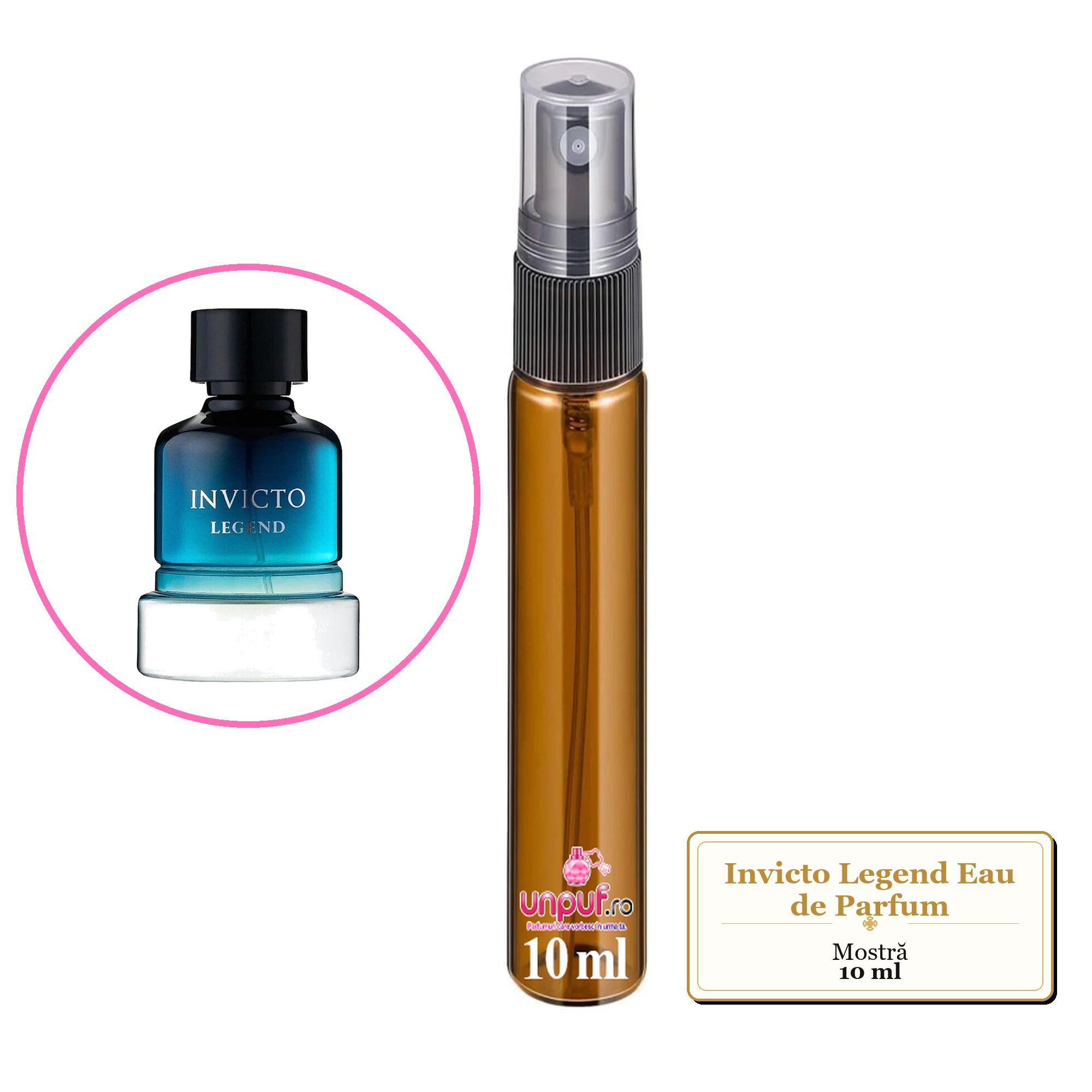 Mostra fiola din Parfumul Invicto Legend Eau de Parfum, decant sticla cu pulverizator