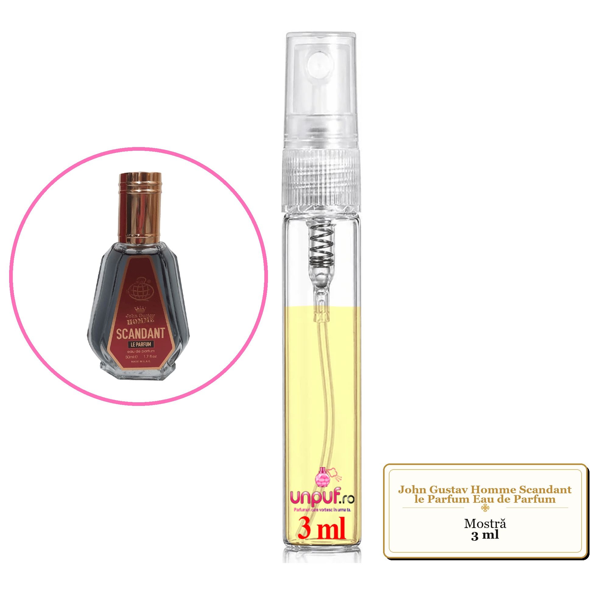Mostra fiola din Parfumul John Gustav Homme Scandant le Parfum Eau de Parfum, decant sticla cu pulverizator