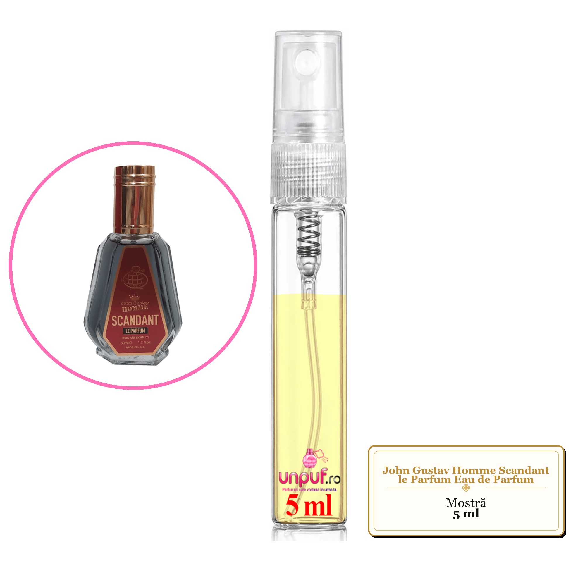 Mostra fiola din Parfumul John Gustav Homme Scandant le Parfum Eau de Parfum, decant sticla cu pulverizator