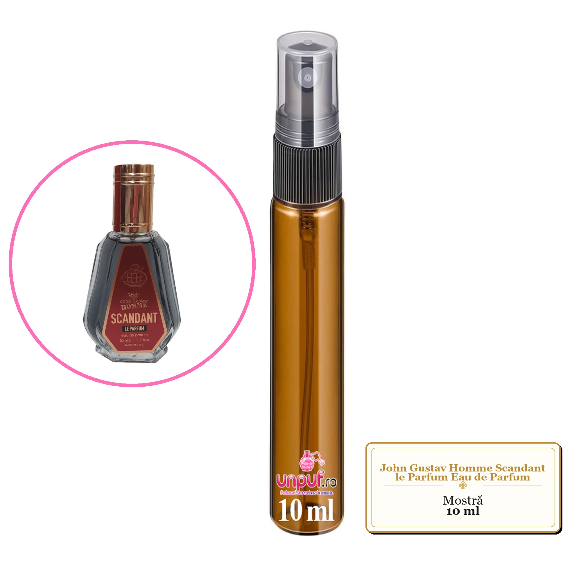 Mostra fiola din Parfumul John Gustav Homme Scandant le Parfum Eau de Parfum, decant sticla cu pulverizator