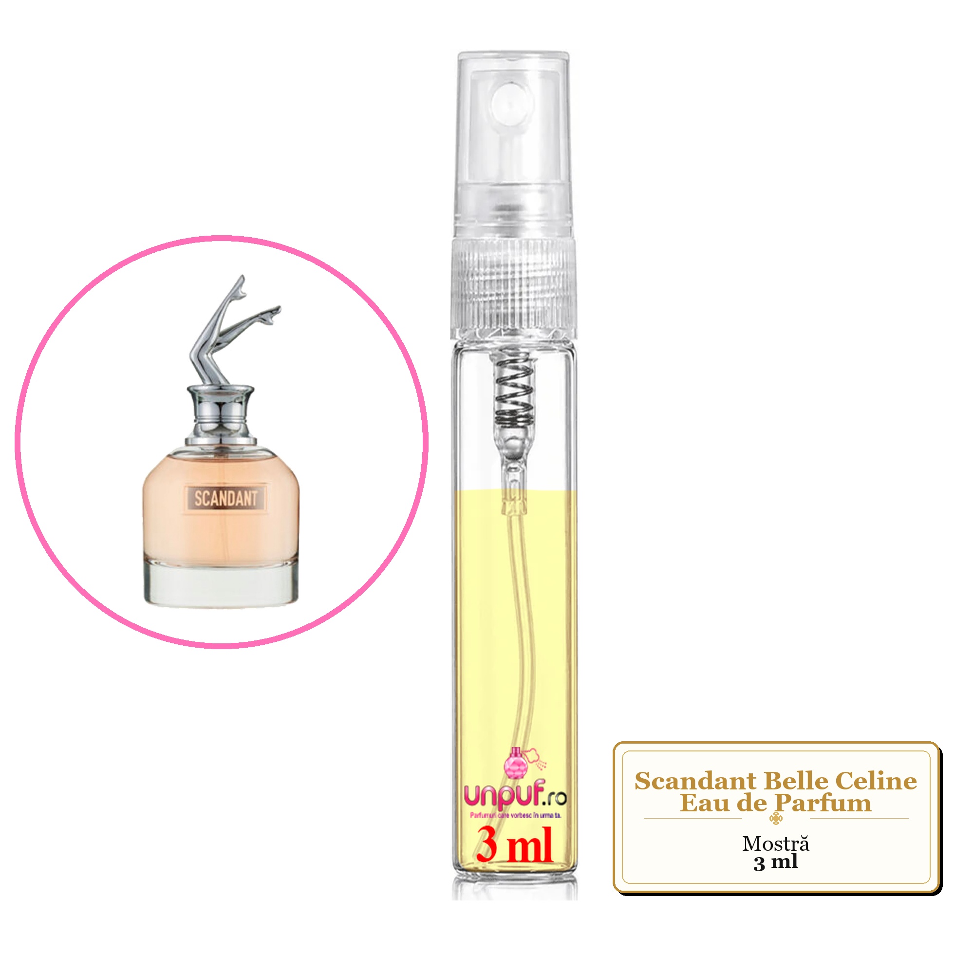 Mostra fiola din Parfumul Scandant Belle Celine Eau de Parfum, decant sticla cu pulverizator